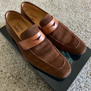 Brown Tan Suede Leather Magnanni Loafers